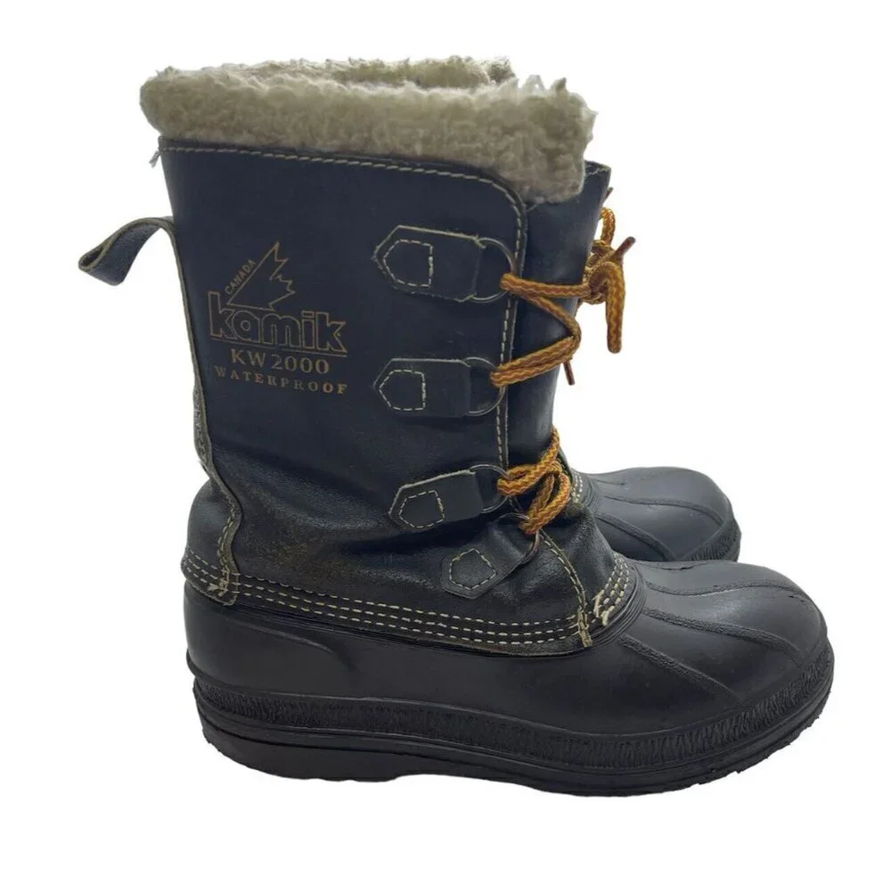 Kamik KW2000 Men's Insulated Waterproof Hunter Duck Boots Size 7 Black Leather
